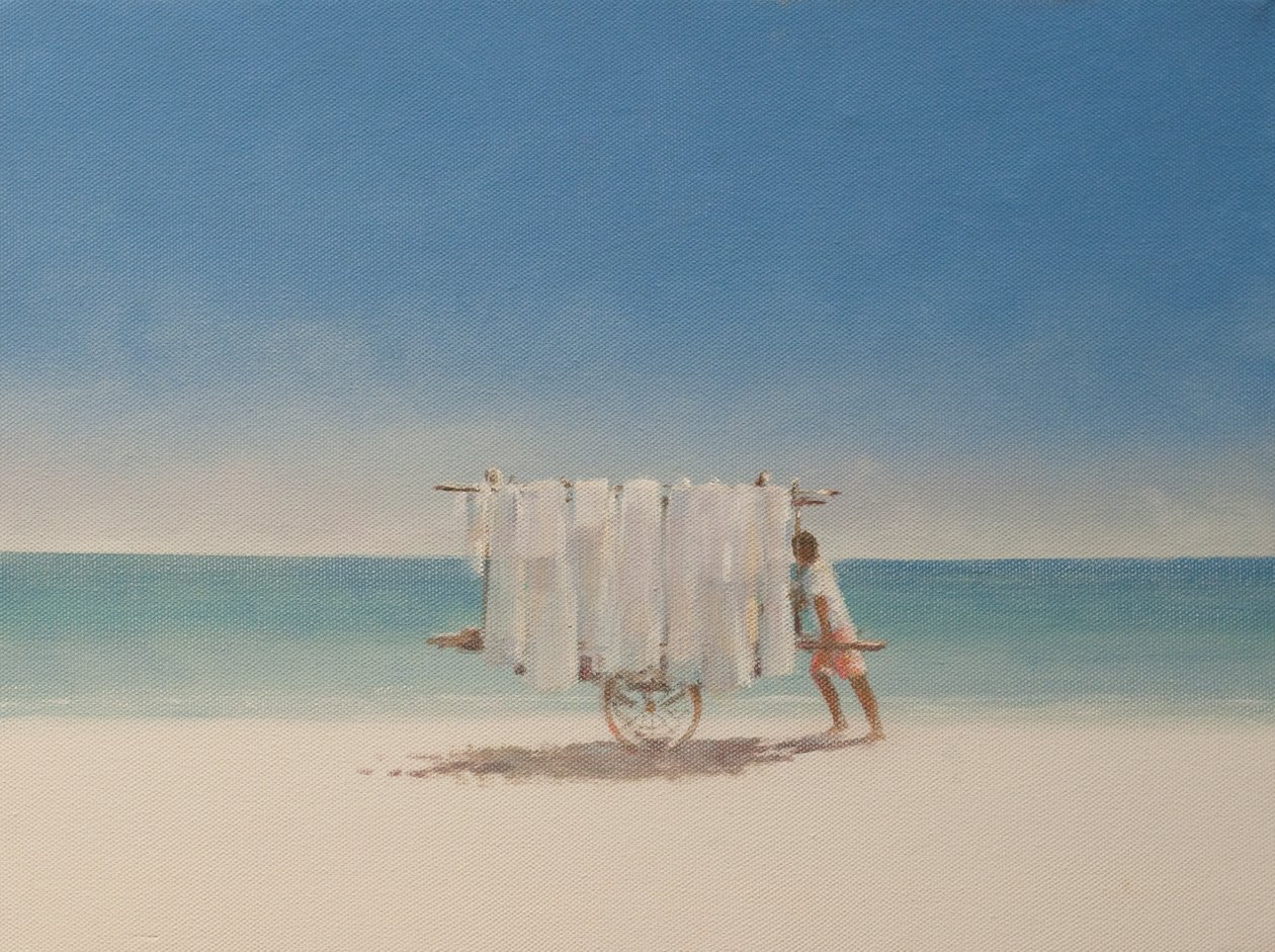 Cuba Beach Seller, 2010 (akryl på lærred) af Lincoln Seligman