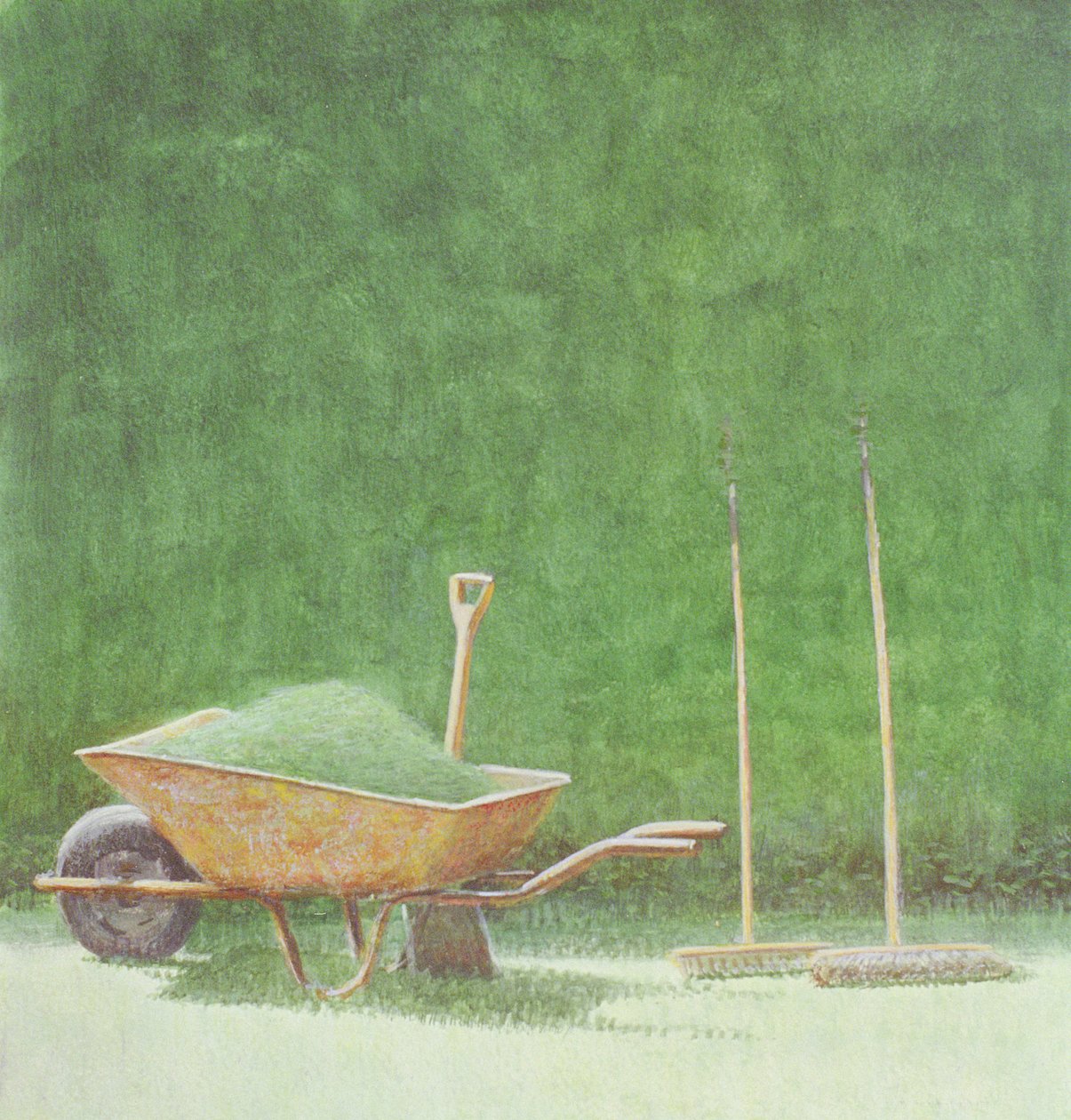 Gardening Still Life, 1985 (akryl på papir) af Lincoln Seligman