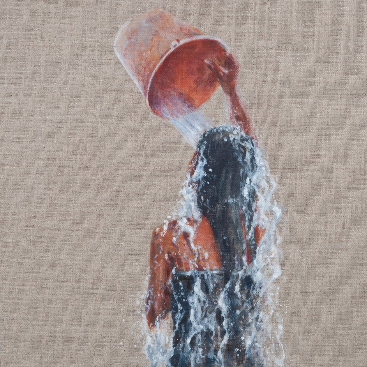 Girl Bathing, 2012 (akryl på lærred) af Lincoln Seligman