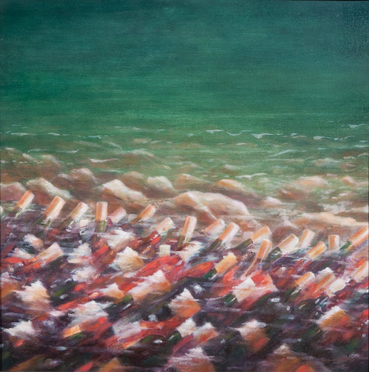 Red and Rose cooling, 2012 (akryl på lærred) af Lincoln Seligman