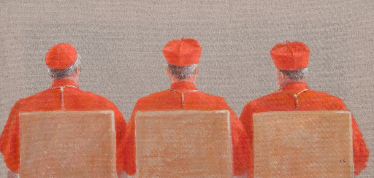 Three Cardinals, 2010 (akryl på lærred) af Lincoln Seligman