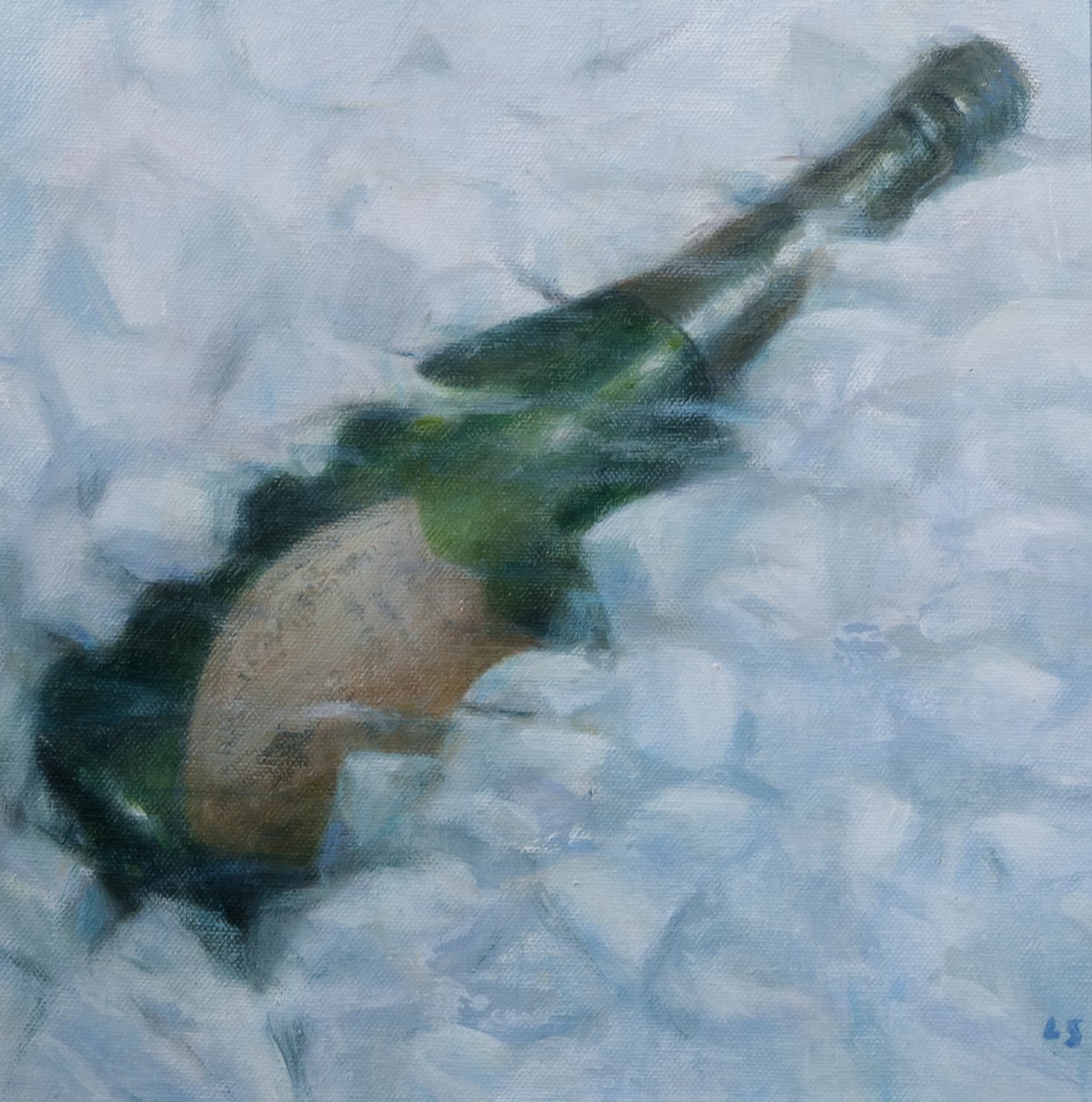 Champagne på is, 2012 (akryl på lærred) af Lincoln Seligman
