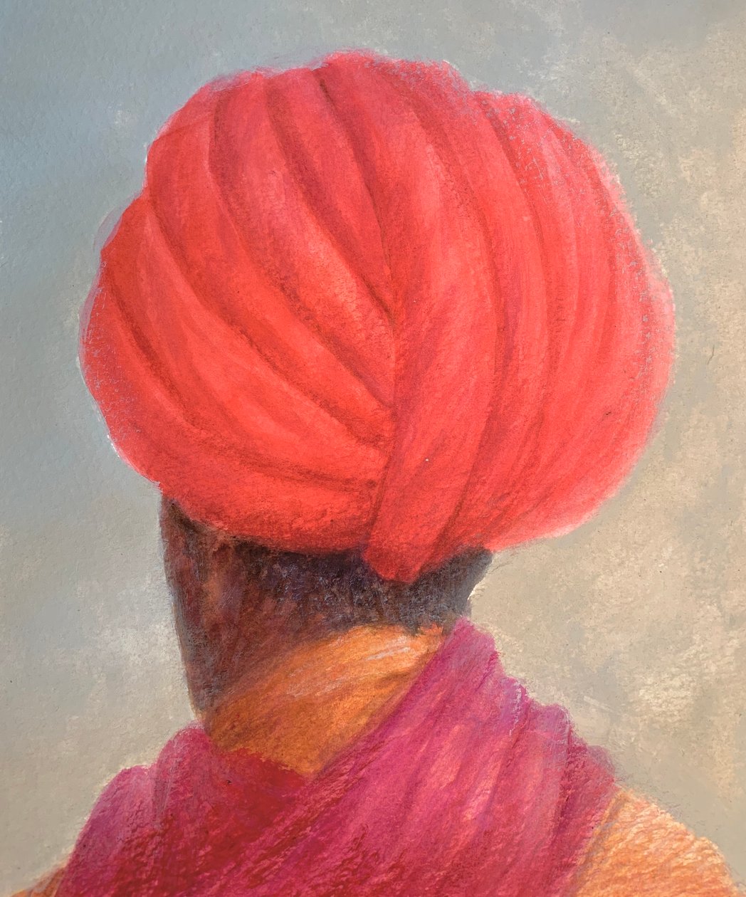 Rød turban gul jakke af Lincoln Seligman