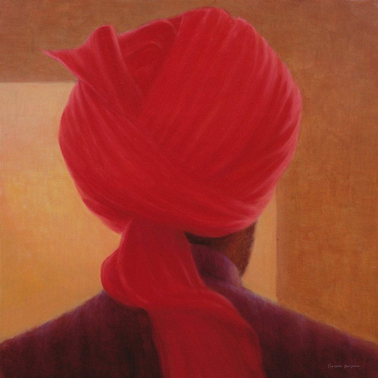 Rød turban på rav, Deoghar af Lincoln Seligman