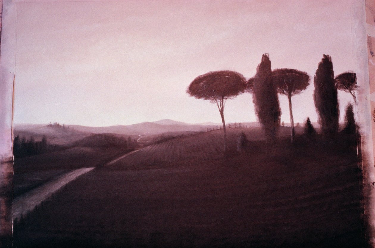 Tuscan Landscape, 1992 (akryl på papir) af Lincoln Seligman