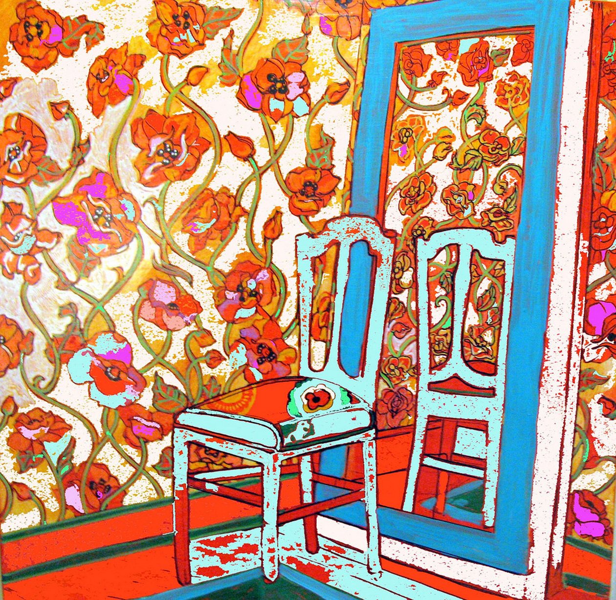 Stol og spejl, 2014 (blandede medier) af linda arthurs