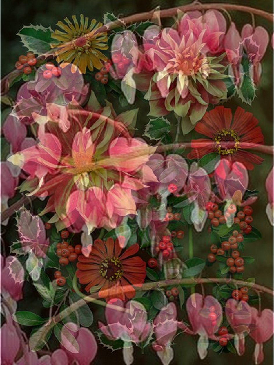 HANGING SPRING COLLAGE, 2017 (blandede medier) af linda arthurs
