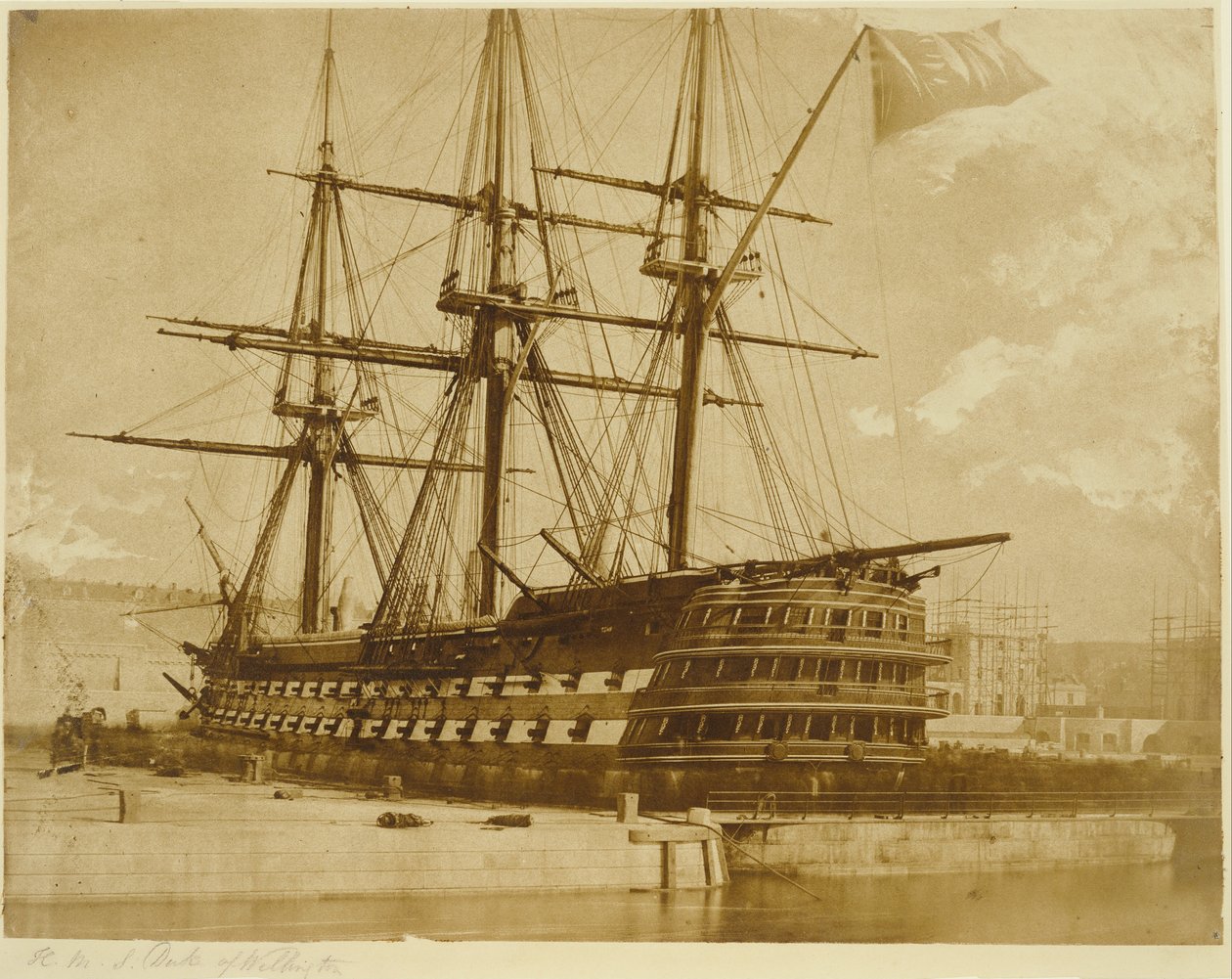 H.M.S. Duke of Wellington i Keyham, England. af Linnaeus Tripe