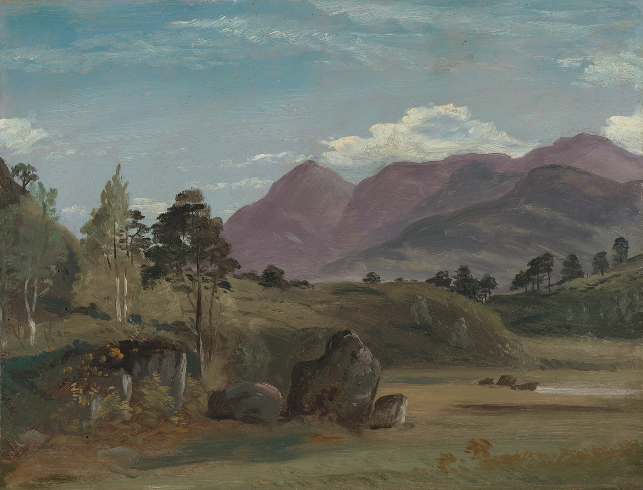 Bjerglandskab, muligvis i Lake District af Lionel Constable