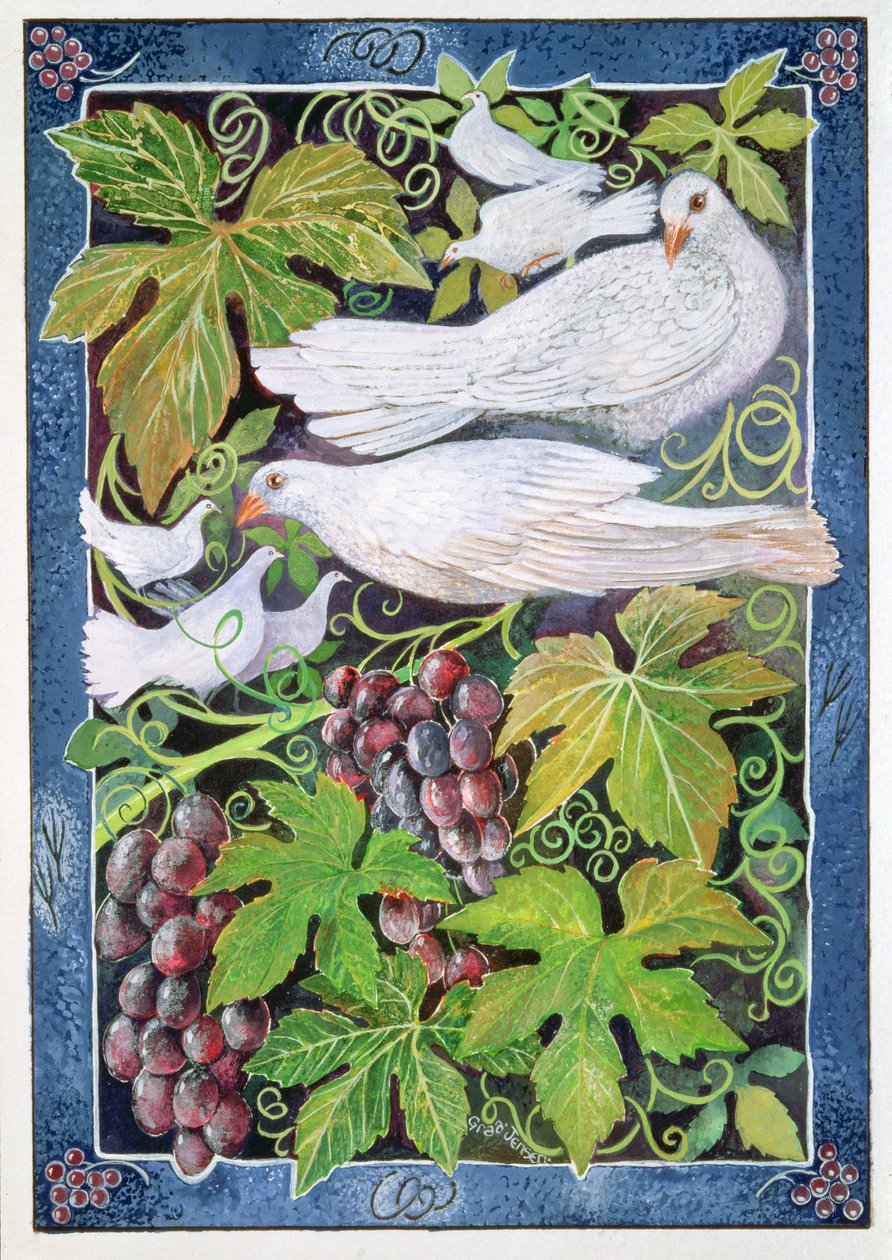 Doves, 1996 (akrylblæk, gouache) af Lisa Graa Jensen