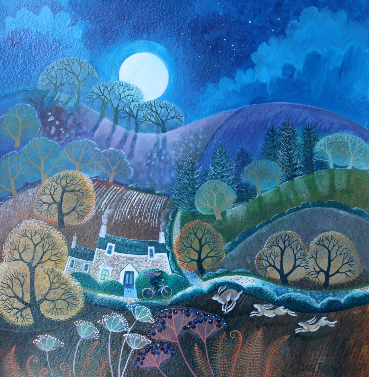 First Frost, 2017, (akrylblæk på papir) af Lisa Graa Jensen