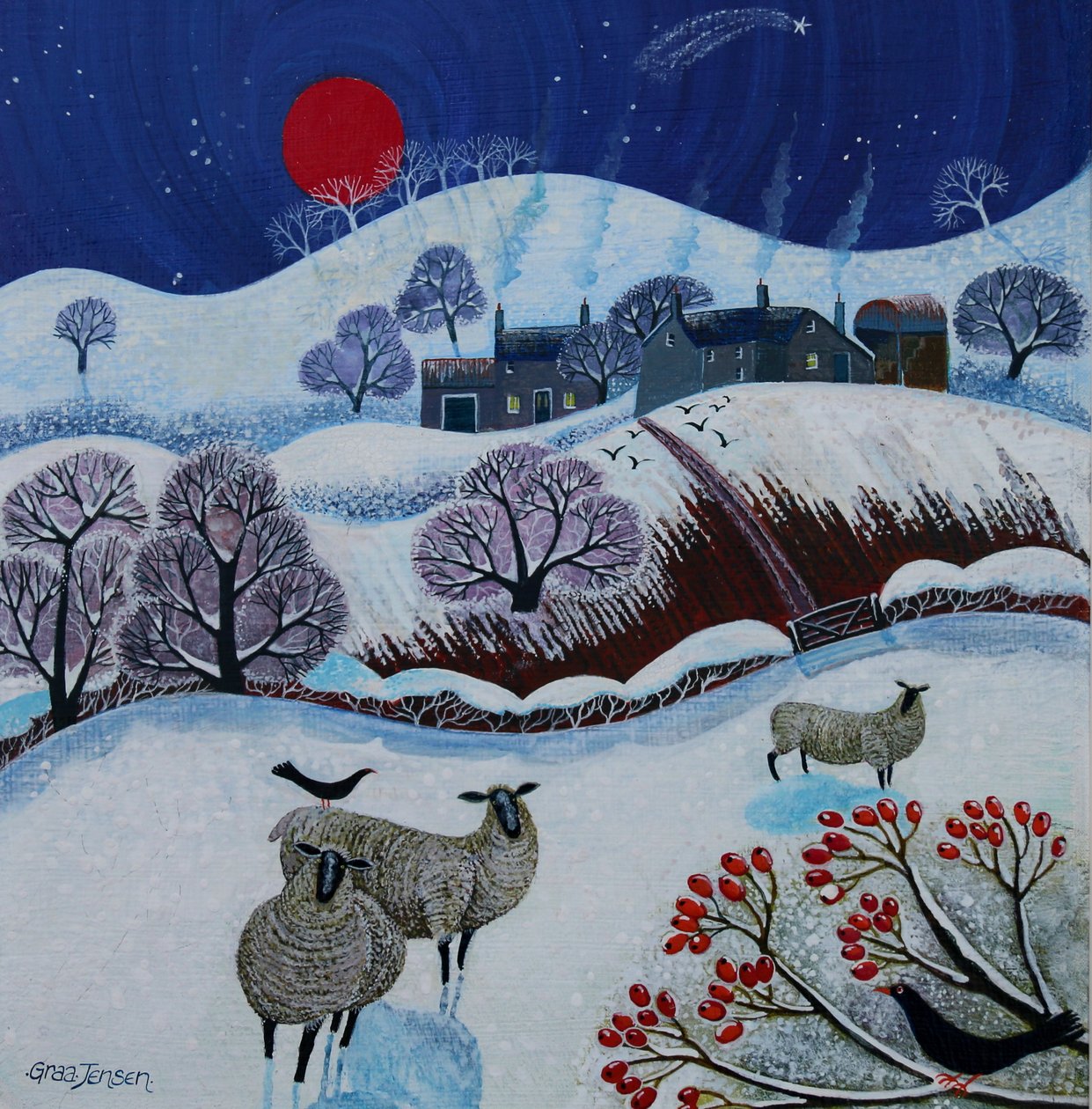 Snowy Times, 2025 (akryl på linned) af Lisa Graa Jensen