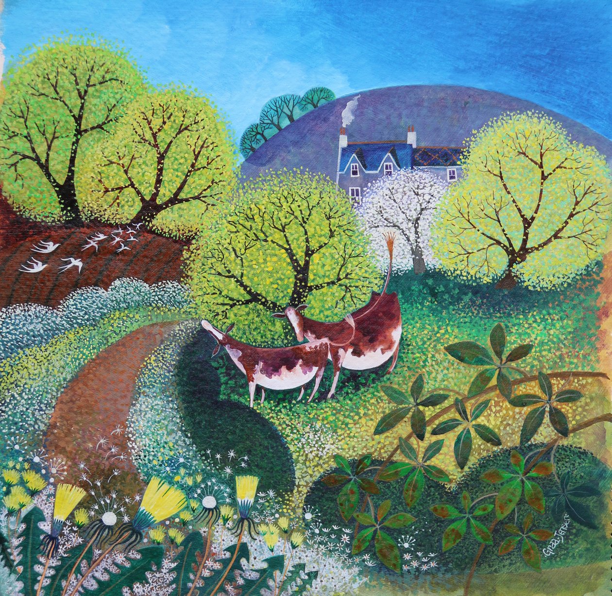 Winding Lane, 2021 (akryl på lærred) af Lisa Graa Jensen