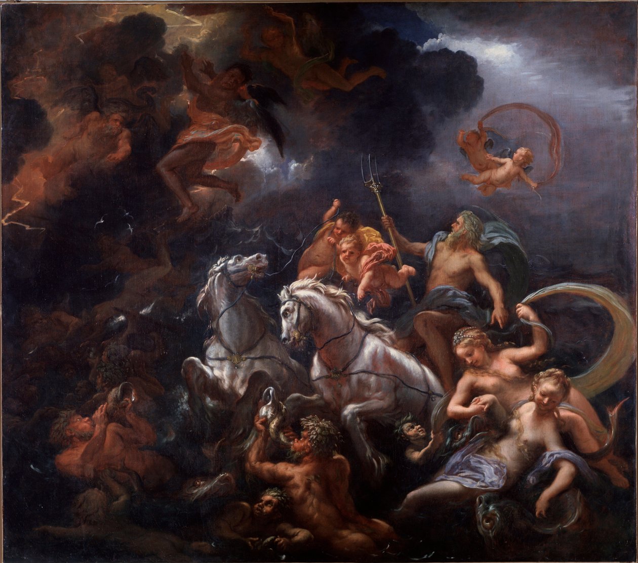 Neptun og Amfitrit - olie på lærred af Livio Mehus