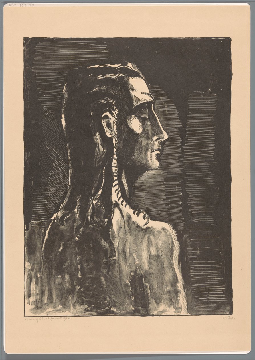 Figur med lukkede øjne af Lodewijk Schelfhout (signed by artist)
