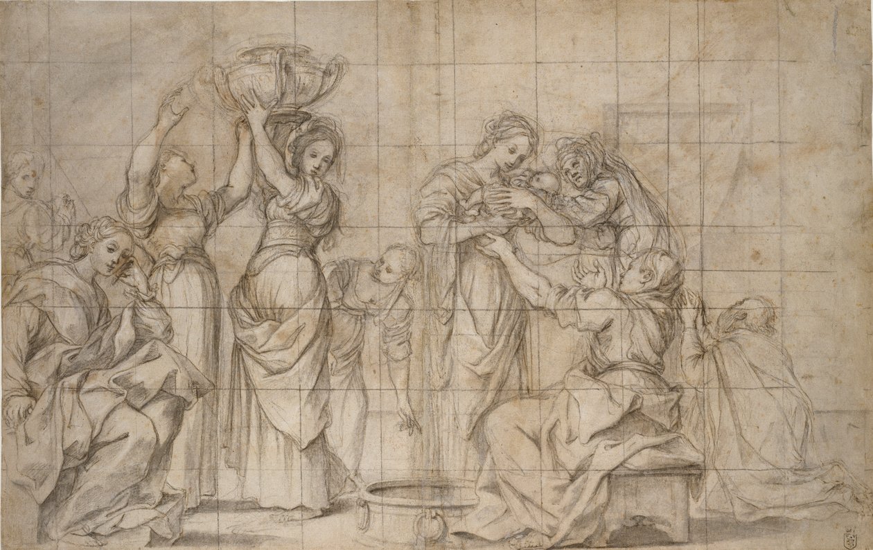Døberens fødsel, c1575-1610 af Lodovico Carracci