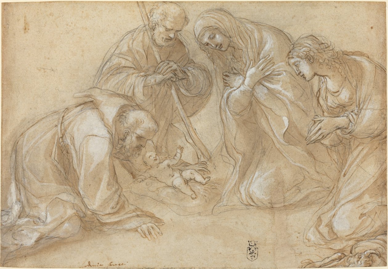 Fødselen med de hellige Frans og Agnes af Lodovico Carracci