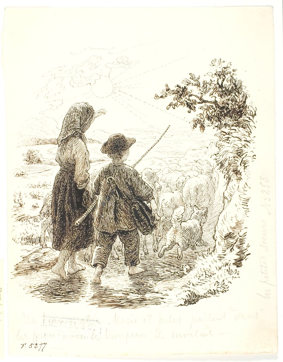 Marie og Jujules som fårehyrder af Lorenz Frølich