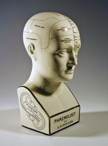 Glaseret frenologisk buste, ca. 1860 (keramik) af Lorenzo Niles Fowler