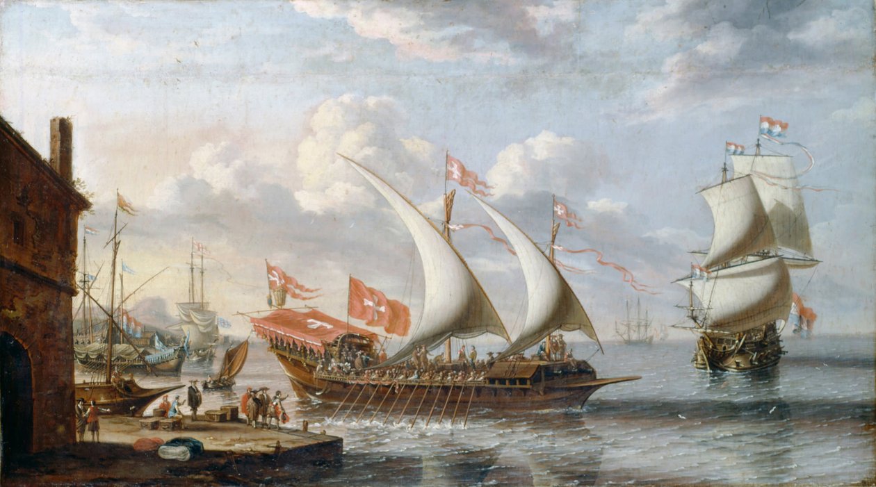 A Galley of Malta, c.1880dani af Lorenzo Castro