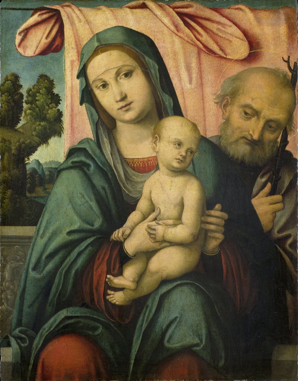 Den hellige familie af Lorenzo Costa (attributed to)