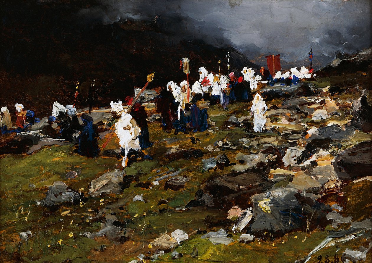Procession i High Mountain af Lorenzo Delleani