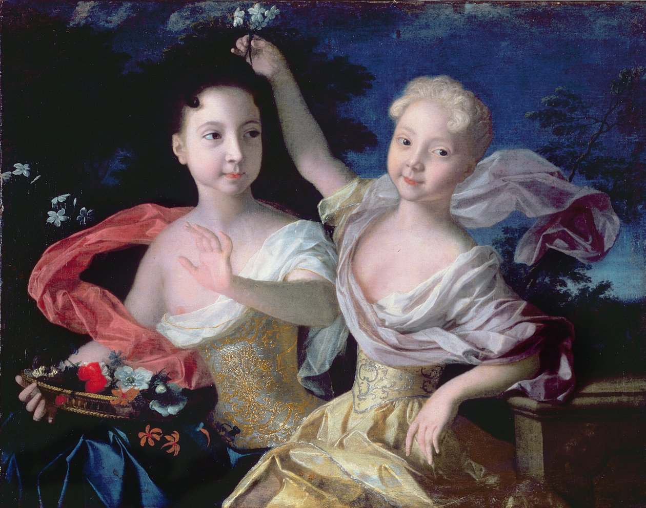Portræt af prinsesserne Anna Petrovna (1708-28) og Elizabeth Petrovna (1709-62) 1717 af Louis Caravaque