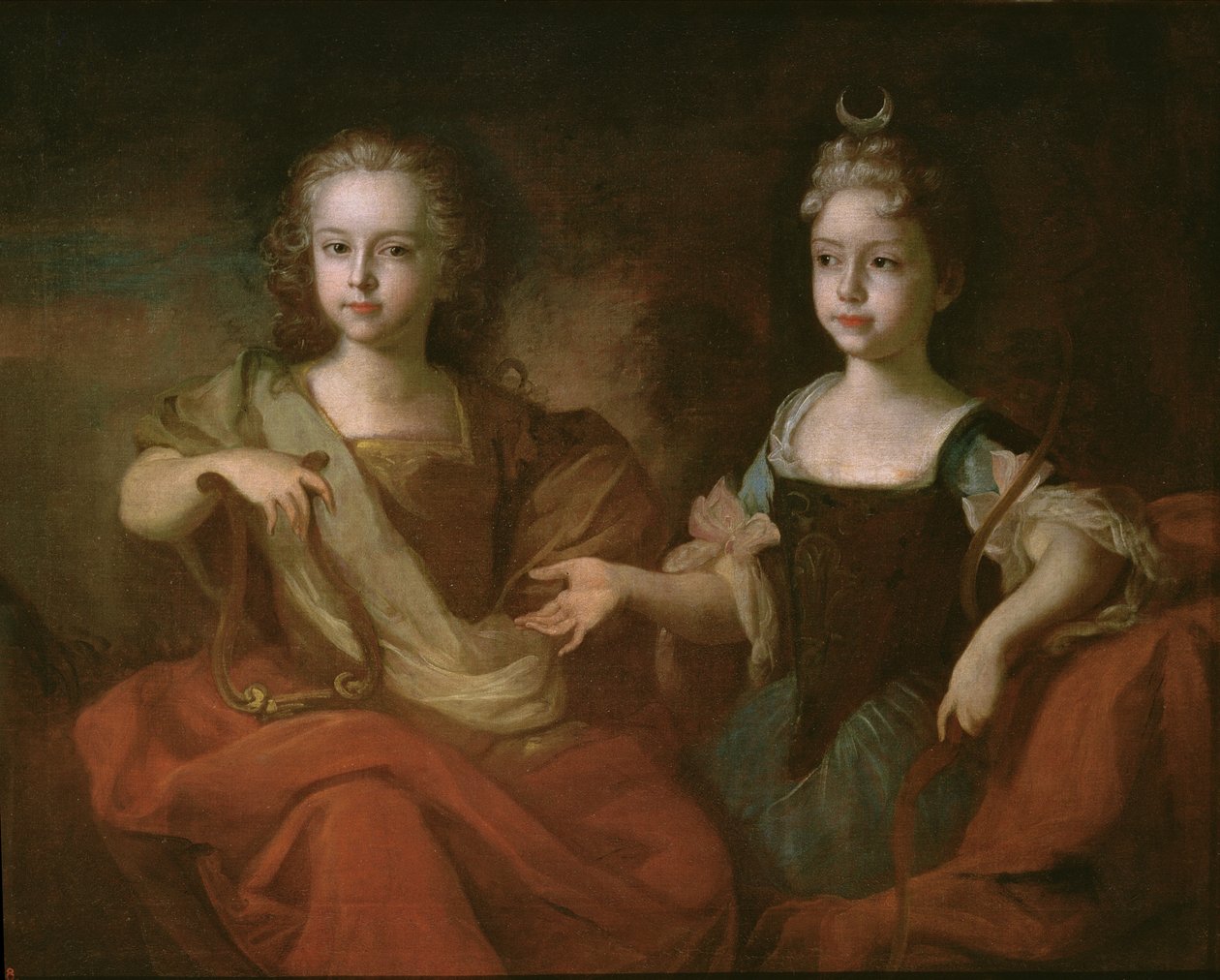 Tsarevich Peter Alekseevitch og Tsarevna Nathalie Alekseevna som Apollo og Diana, ca. 1722 af Louis Caravaque