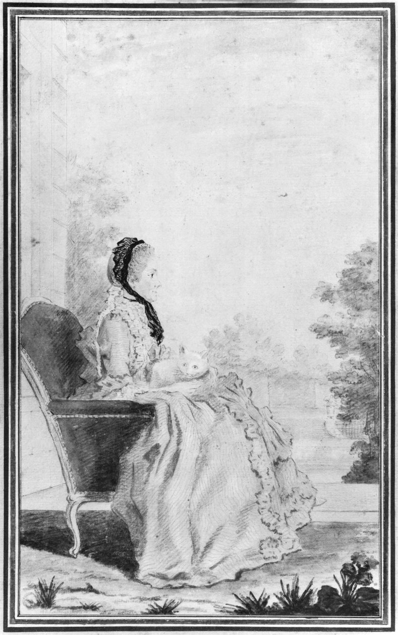 Portræt af Madame du Deffand, 1760 (blyant og wc på papir) af Louis Carrogis dit Carmontelle