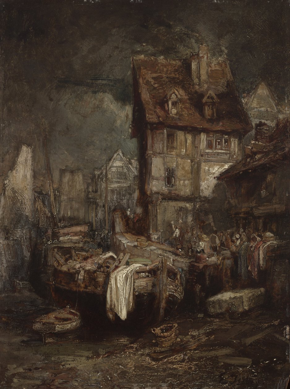 Det indre af en havn af Eugene Isabey