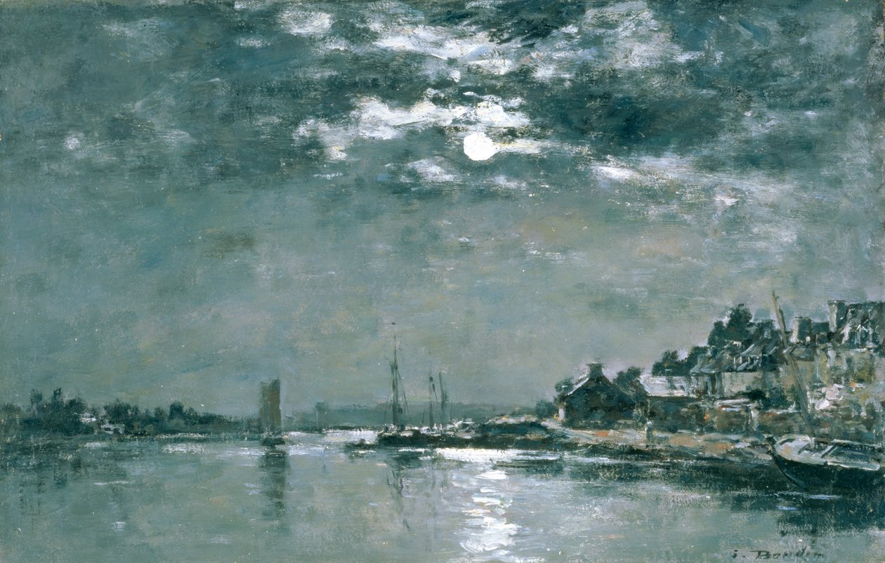 Månebelyst havlandskab af Eugene Louis Boudin