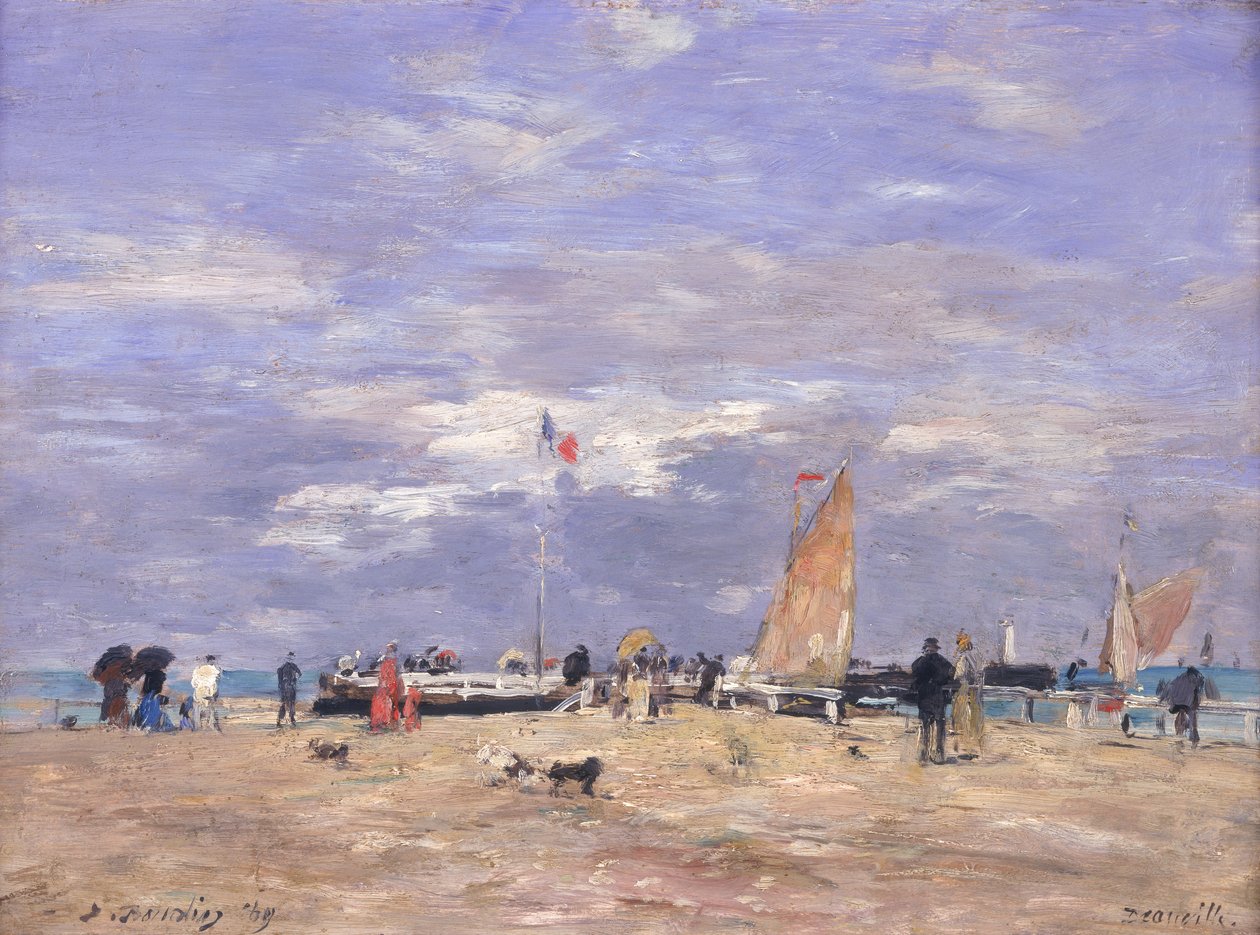Anløbsbroen i Deauville, 1869 af Eugene Louis Boudin