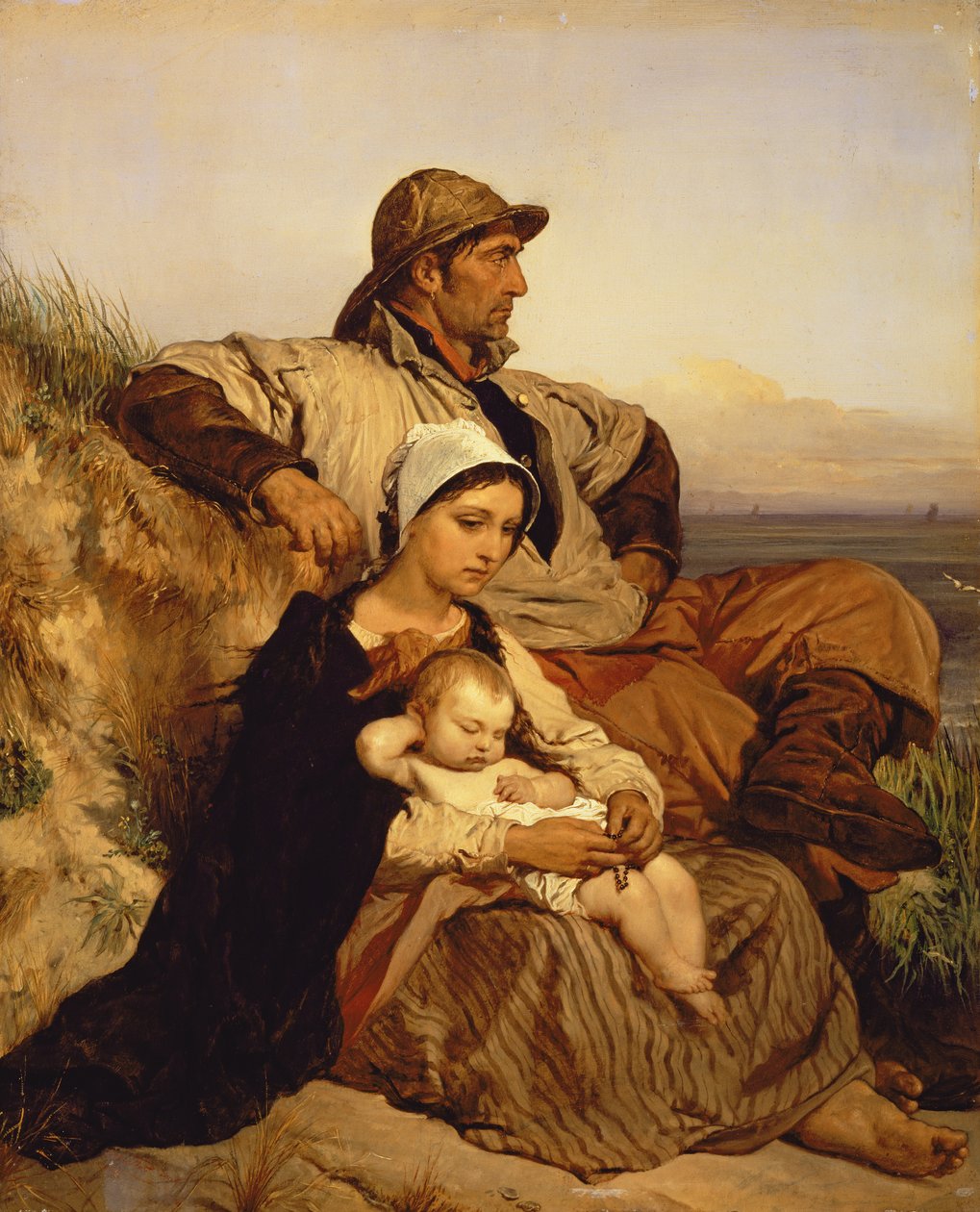 Fiskerens familie, 1848 (panel) af Louis Gallait