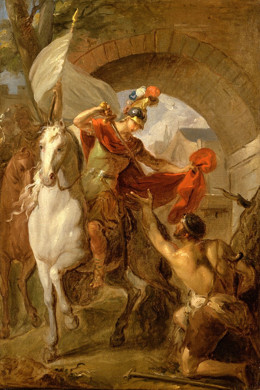 Sankt Martin deler sin frakke med en tigger, ca. 1737 af Louis Galloche