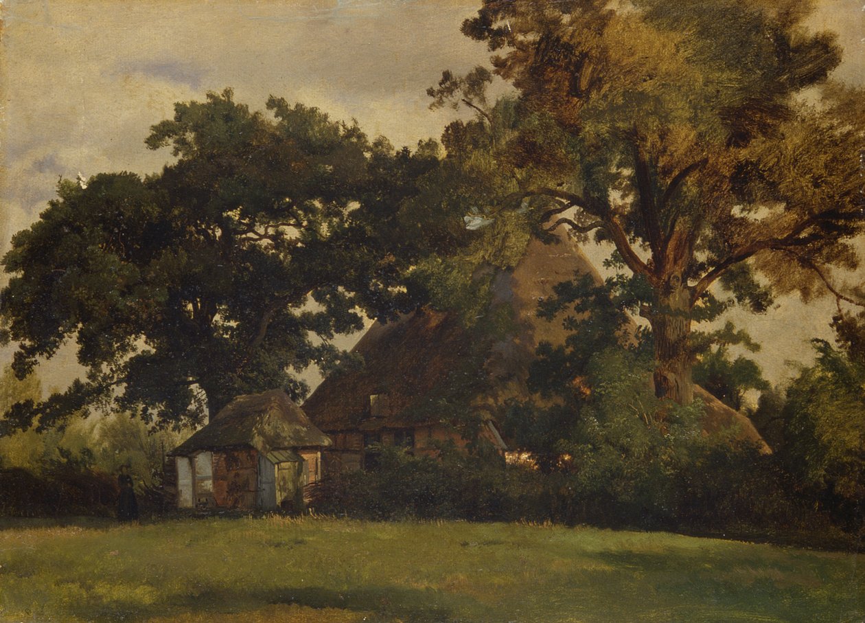 Stuehus i Sierhagen, 1861 (olie på papir på træ) af Louis Gurlitt