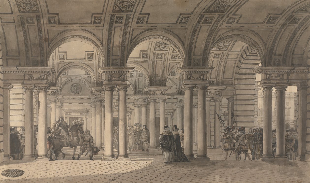 Somerset House, Strand Vestibule af Louis Jean Desprez