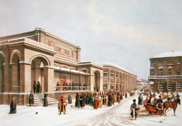 Den nye børs og arkaden i Moskva, trykt af Lemercier, Paris, 1840