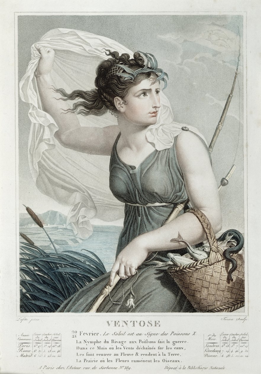 Ventose (februar marts), sjette måned i den republikanske kalender, indgraveret af Tresca, ca. 1794 af Louis Lafitte