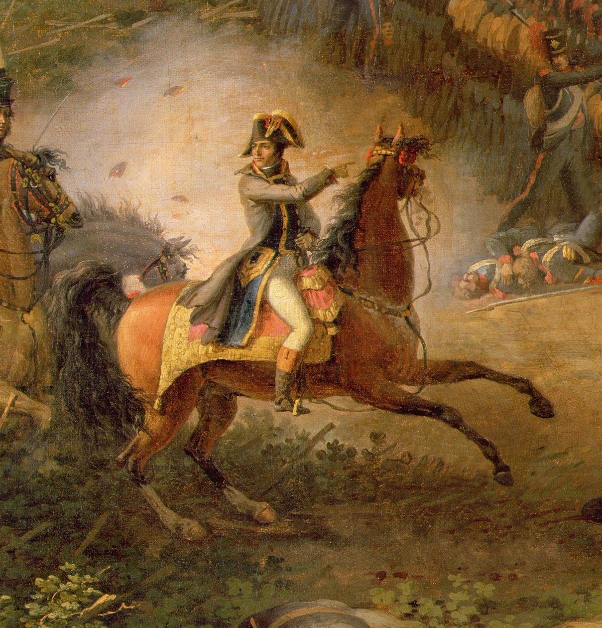Slaget ved Marengo, detalje af Napoleon Bonaparte (1769-1821) og hans major, 1801 (detaljer fra 153773) af Louis Lejeune