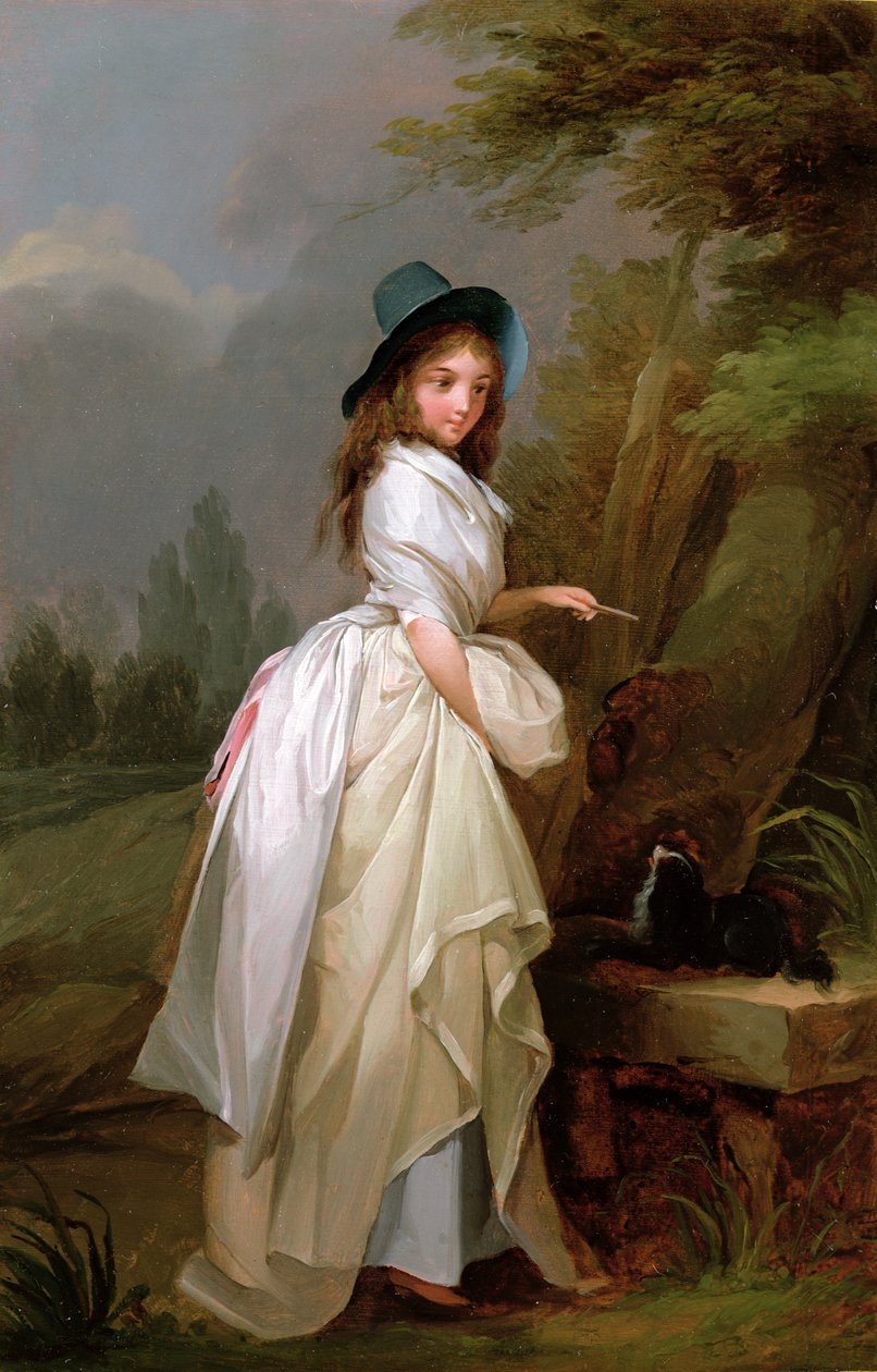 En ung kvinde, der indskriver et træ af Louis Leopold Boilly
