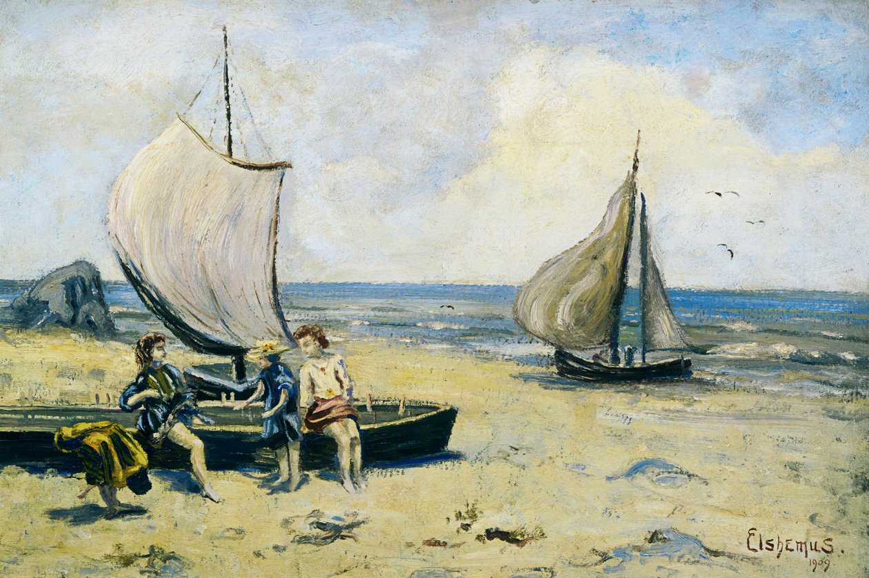 Børn på stranden af Louis Michel Eilshemius