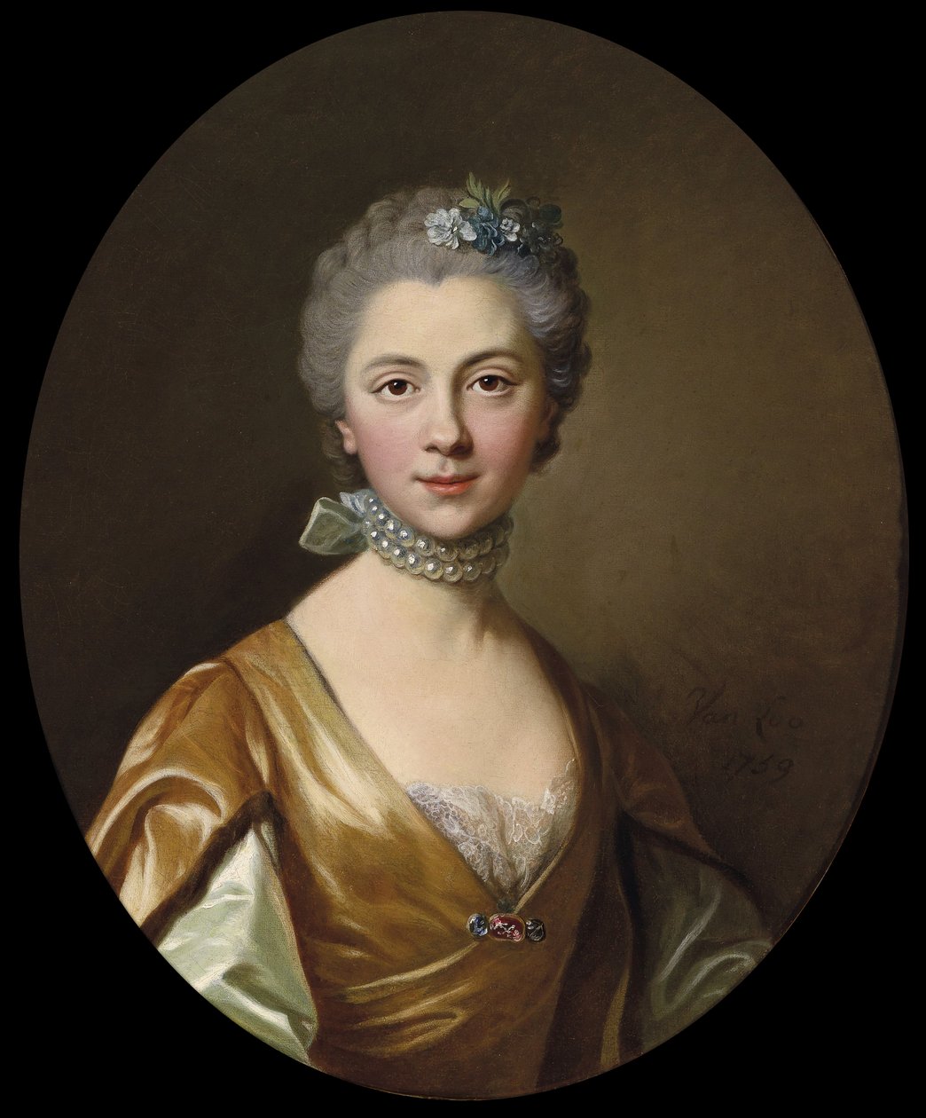 Portræt af en ung kvinde af Louis Michel van Loo