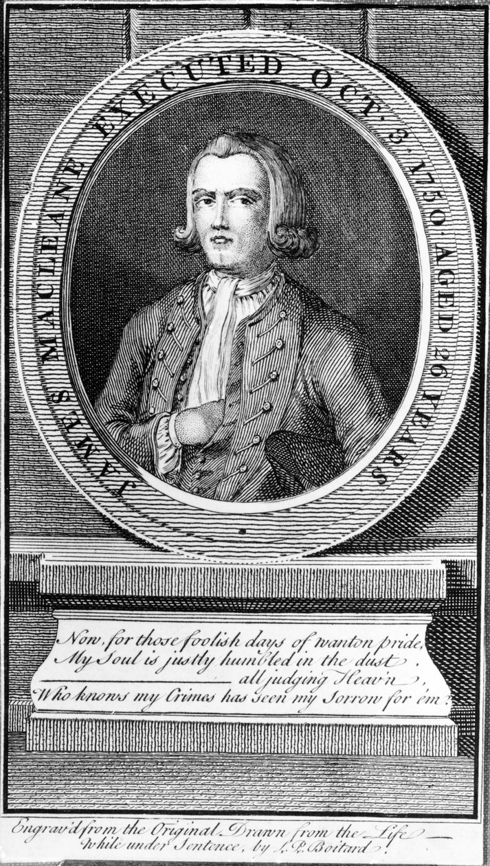 James Macleane henrettet 3. oktober 1750 i en alder af 26 år, 1750 af Louis Philippe Boitard