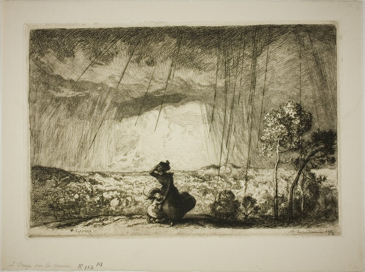Storm på klitten af Louis Auguste Lepère