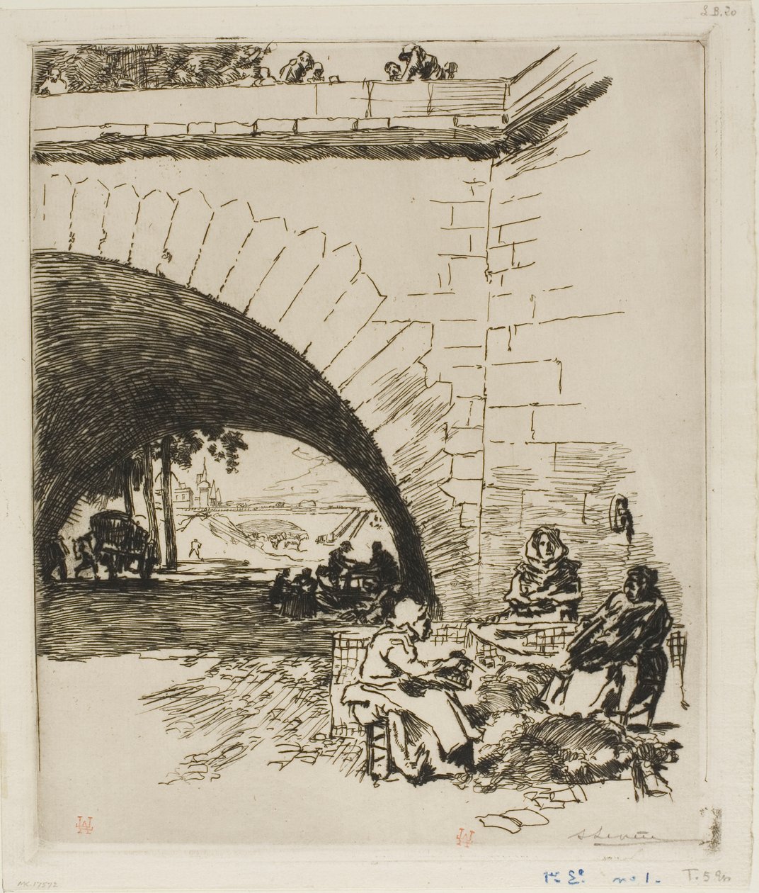 Woolcarders ved Pont Marie af Louis Auguste Lepère