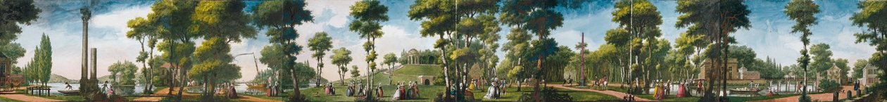 Figurer, der går i en park af Louis Carrogis Carmontelle