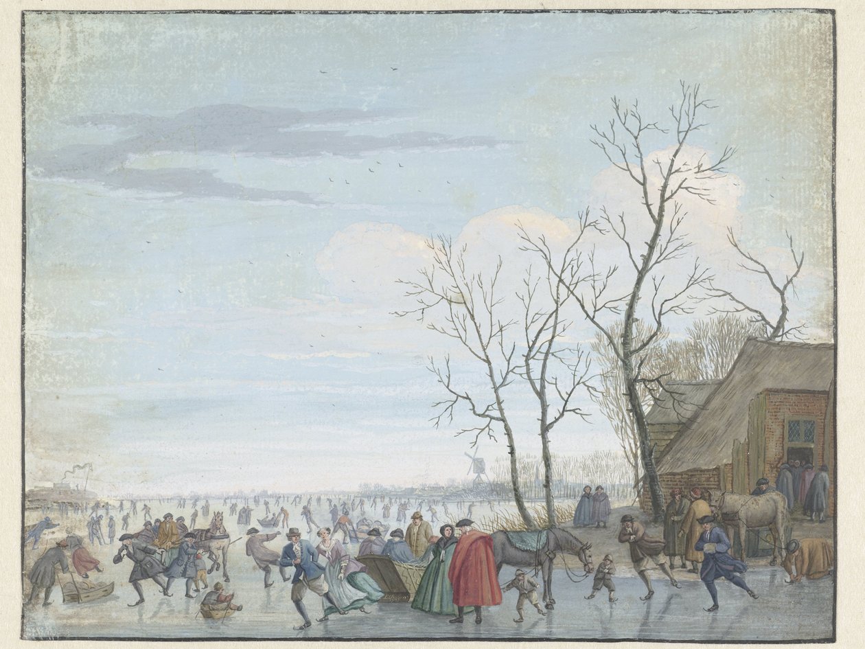 Vinterlandskab med issjov af Louis Chalon