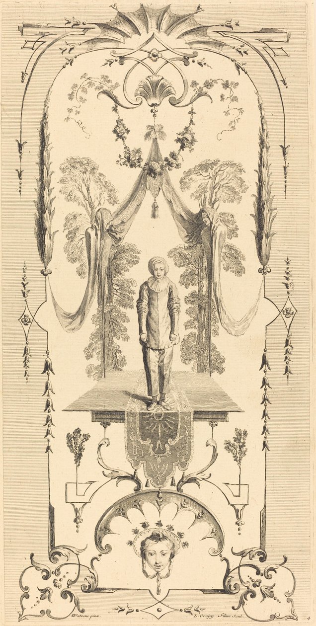 Gilles af Louis Crépy after Antoine Watteau