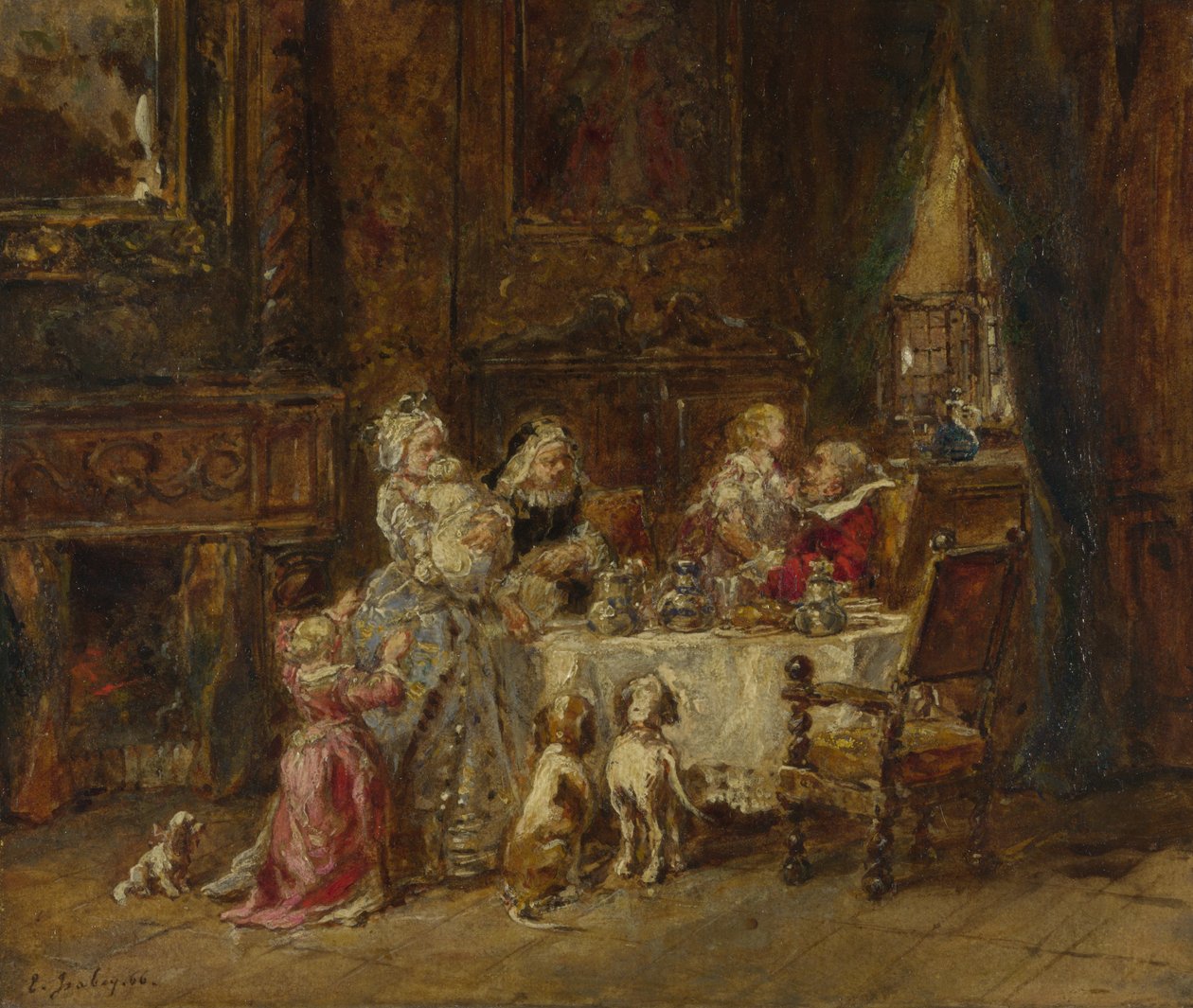 Bedstefædres fødselsdag, 1866 af Eugene Isabey
