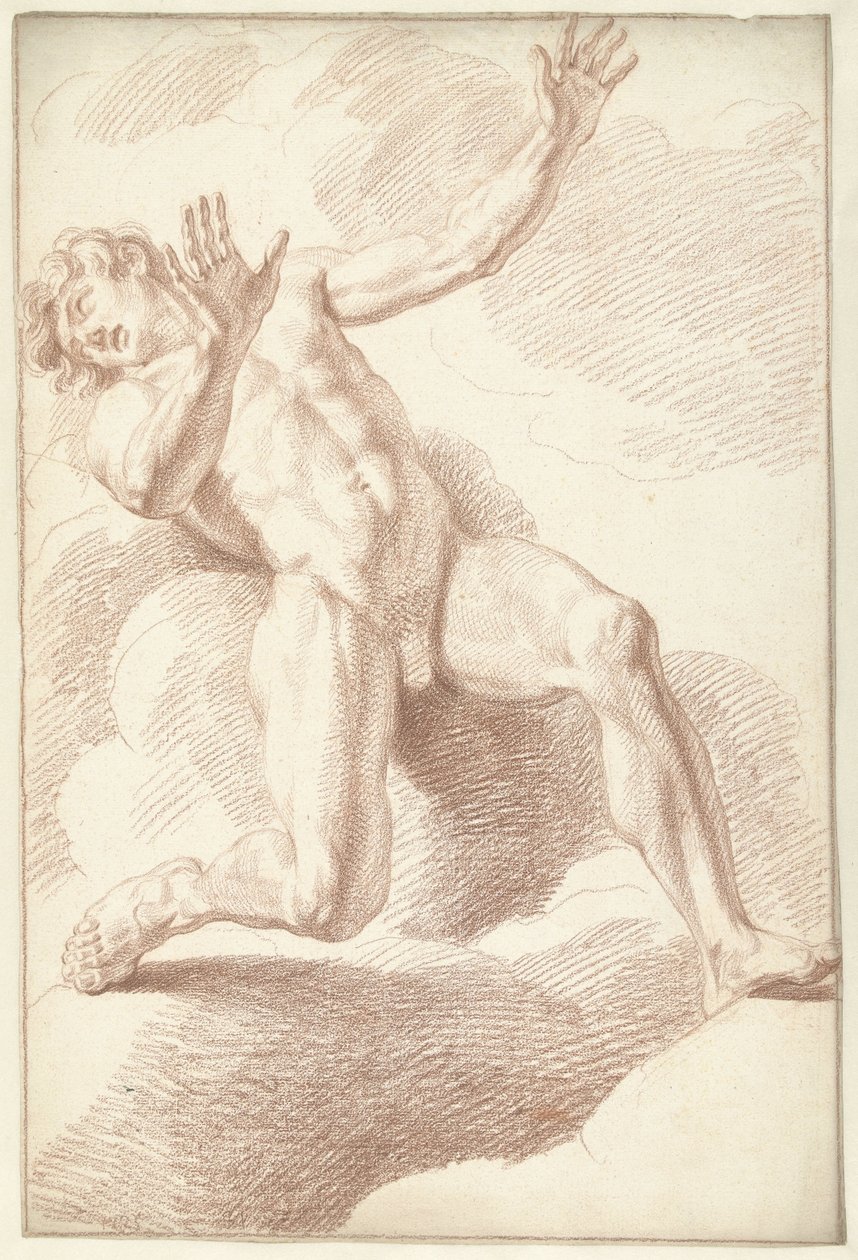 Nøgen mand, tilbagelænet af Louis Fabritius Dubourg